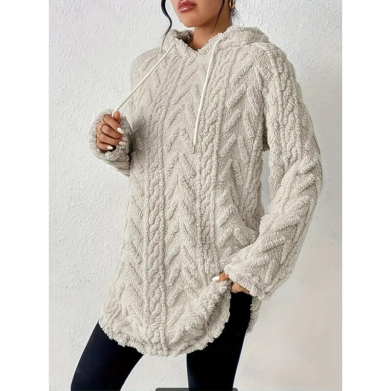 Women's Blouse Solid Color Stylish Casual Long Sleeve Hooded Long Tops Daily Black Red Purple Dark Gray Apricot Spring Fall Winter2