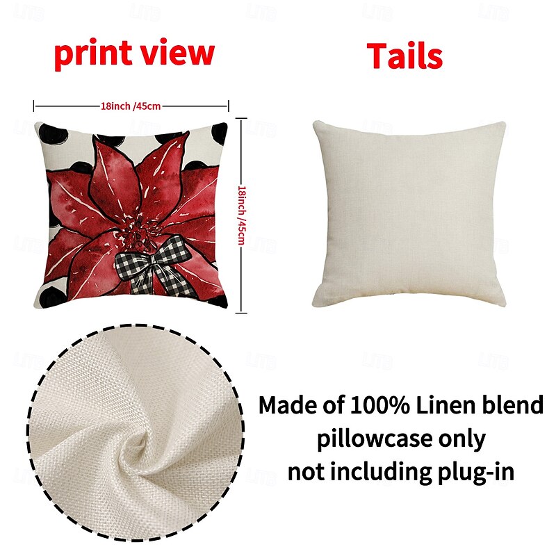 New Christmas Pillow Covers, Minimalist Alphabet Print Decorative Throw Cushions, Square Sofa Pillows for Holiday Home Decor3