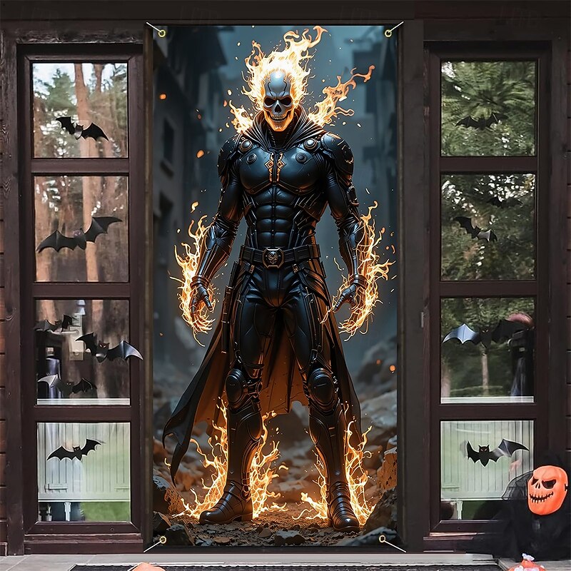 Halloween Posters Door Cover Outdoor Banners Skeleton 3D Fantasy Dark Punk Gothic Style Party Dorm Teens Room College Dorm Guys Man Cave Frat Bedroom Shooting Backgrounds Home Decor2