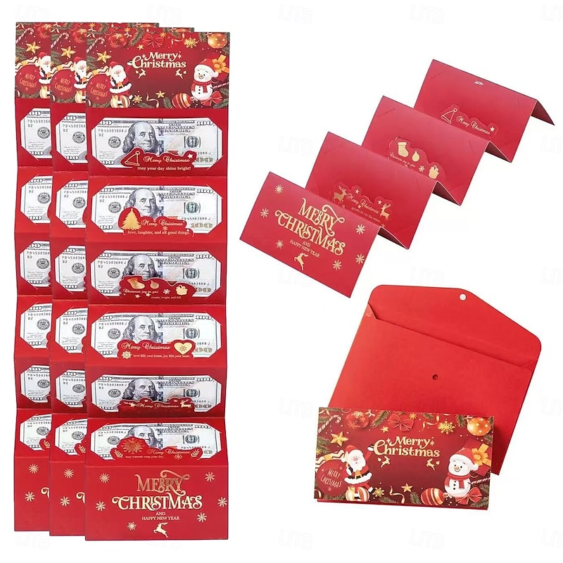 Christmas Money Gift Cards Envelope for Cash Gifts, Christmas Party Gifts Money Holder for Men Women Girl Boy