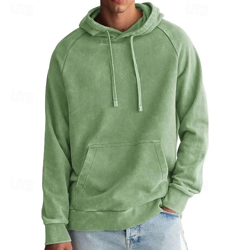 Men's Hoodie Pullover Hoodie Sweatshirt Black Light Green Burgundy Navy Blue Dark Green Hooded Plain Pocket Sports & Outdoor Casual Daily Streetwear Cool Sportswear Spring &  Fall Clothing Apparel2