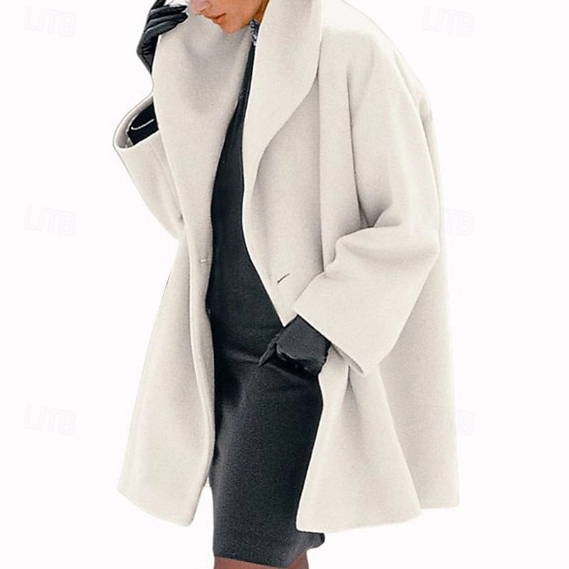 Women's Coat Faux Fur Coat Warm Comfortable Buttons Furs & Leathers Casual Plain Vacation Street Casual Daily Wear Long Turndown Regular Fit Long Sleeve Outerwear Light Blue Black White Fall Winter3