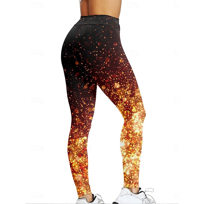 Women's Leggings Vacation Vintage Fashion Full Length High Waist Graphic Gradient Abstract Printing Thermal Warm Soft Breathable Stretchy Formal Outdoor Vacation Violet Blue Orange Spring Fall Winter