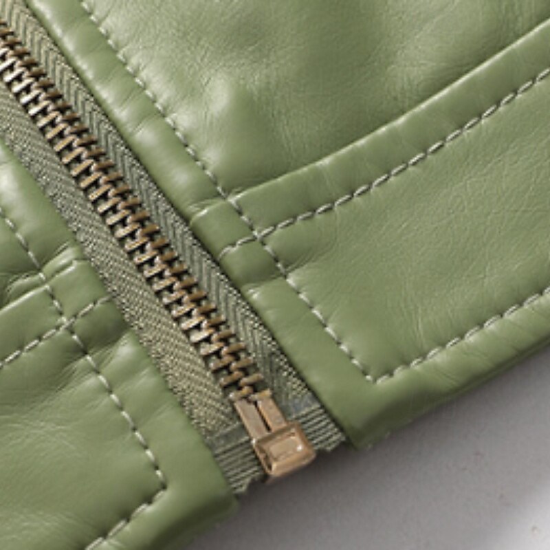 Women's Faux Leather Jacket Comfortable Zipper Pocket Fashion Plain Outdoor Vacation Going out Weekend Regular Collarless Regular Fit Long Sleeve Outerwear Black Red Green Spring Fall4