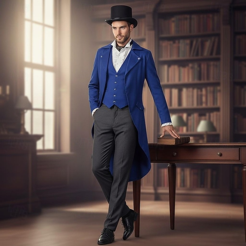 Medieval Renaissance Steampunk Coat Tuxedo Tailcoat Vampire Nobleman Fancy Dress Men's Halloween Carnival Performance LARP Ren Faire Adults' Coat3