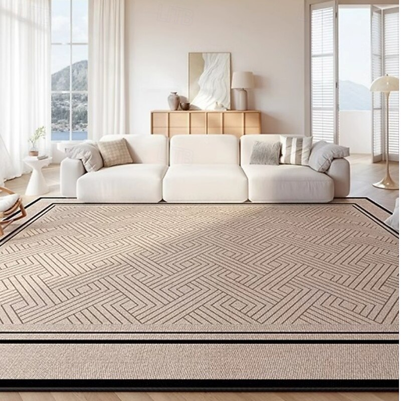 French Vintage Ice Silk Area Rug, Cooling Floor Mat Carpet for Living Room, Sofa, or Bedroom, Elegant Luxury Bedside Rug with Retro Design