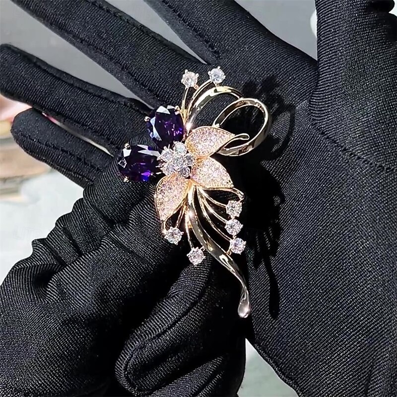 Brooches Classic Retro Floral Fashion Simple Brooch Jewelry Purple For Wedding Party Gift Engagement Prom Festival3