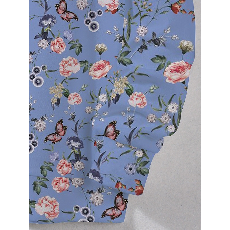 Women's Pullover Sweatshirt Hoodies Floral Graphic Classic Casual Print Long Sleeve Crew Neck Round Neck Regular Tops Casual Holiday Print Blue Fall Winter4