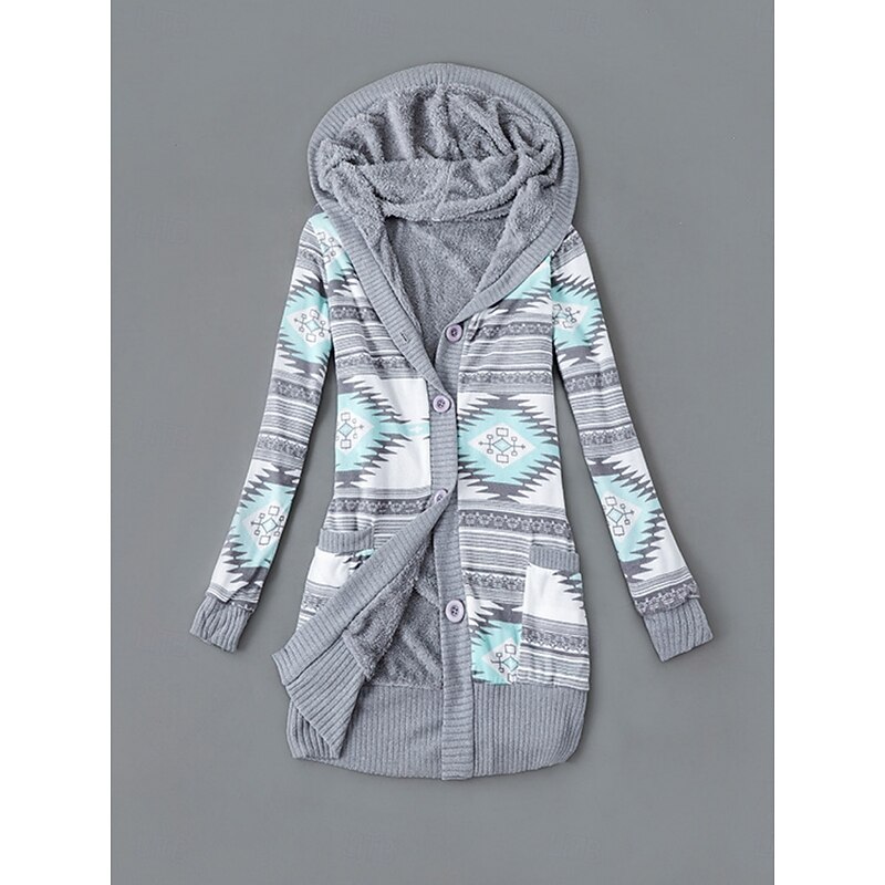 Women's Sweater Casual Soft Geometric Ribbed Hooded Knitted Long Sleeve Regular Tops Knit Outdoor Daily Weekend Pink Red Fall Winter3