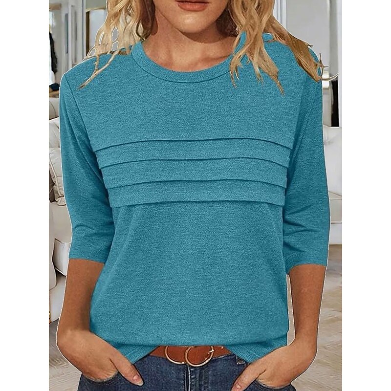 Women's Blouse Solid Color Elegant Vintage Stylish Long Sleeve Crew Neck Regular Tops Daily Black Pink Blue Purple Rose Pink Summer Spring Fall3