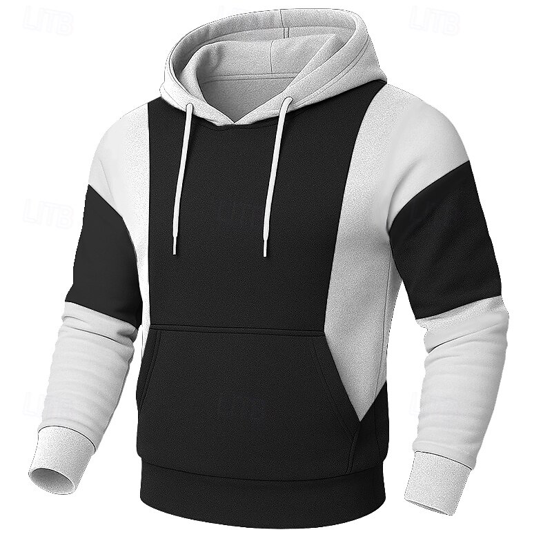Men's Hoodie Pullover Hoodie Sweatshirt Black Red Gray Hooded Plain Patchwork Color Block Sports & Outdoor Casual Daily Streetwear Cool Sportswear Spring &  Fall All Seasons Clothing Apparel Hoodies2