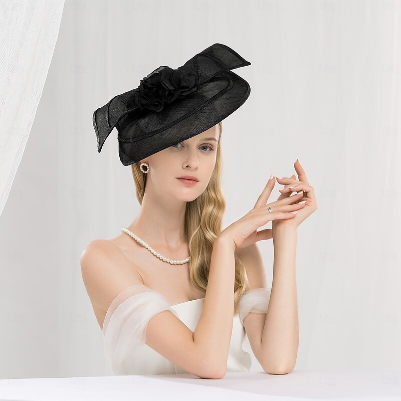 Hats Sinamay Sun Hat Sinamay Hat Casual Tea Party Elegant Wedding With Bowknot Headpiece Headwear3