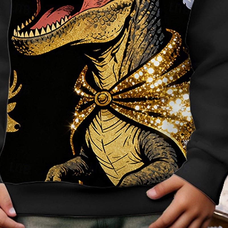 Christmas Boys' 3D Dinosaur Sweatshirt Long Sleeve Spring Fall Fashion Basic Kids 4-12 Years Crew Neck Outdoor Casual Daily Regular Fit3