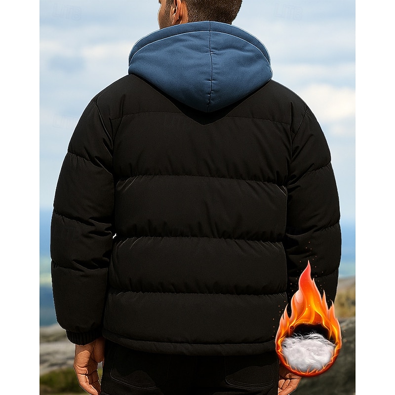 Men's Hiking Jacket Puffer Jacket Thermal Jacket Outdoor Thermal Warm Hiking Outfits Hiking Clothes Winter Autumn / Fall Top Fishing Camping / Hiking / Caving Running Solid Color Black White Grey2