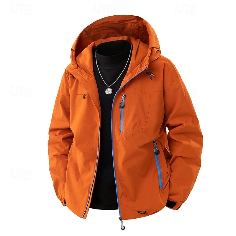 Men's 2in1 Rain Jacket Sport Coat Hiking Jacket Windcheater Jacket Sports Outdoor Camping & Hiking Waterproof Windbreaker Zipper Pocket Fall Winter All Seasons Solid Color Active Casual Hooded Regular