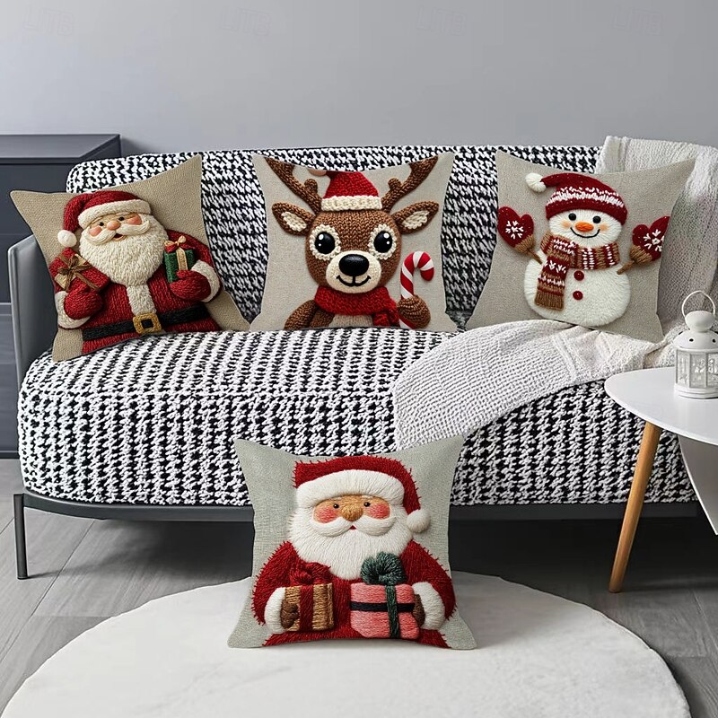 Christmas Series Pillow Cover, Holiday Decorative Cushion Case for Sofa, Living Room and Home Festive Decor2