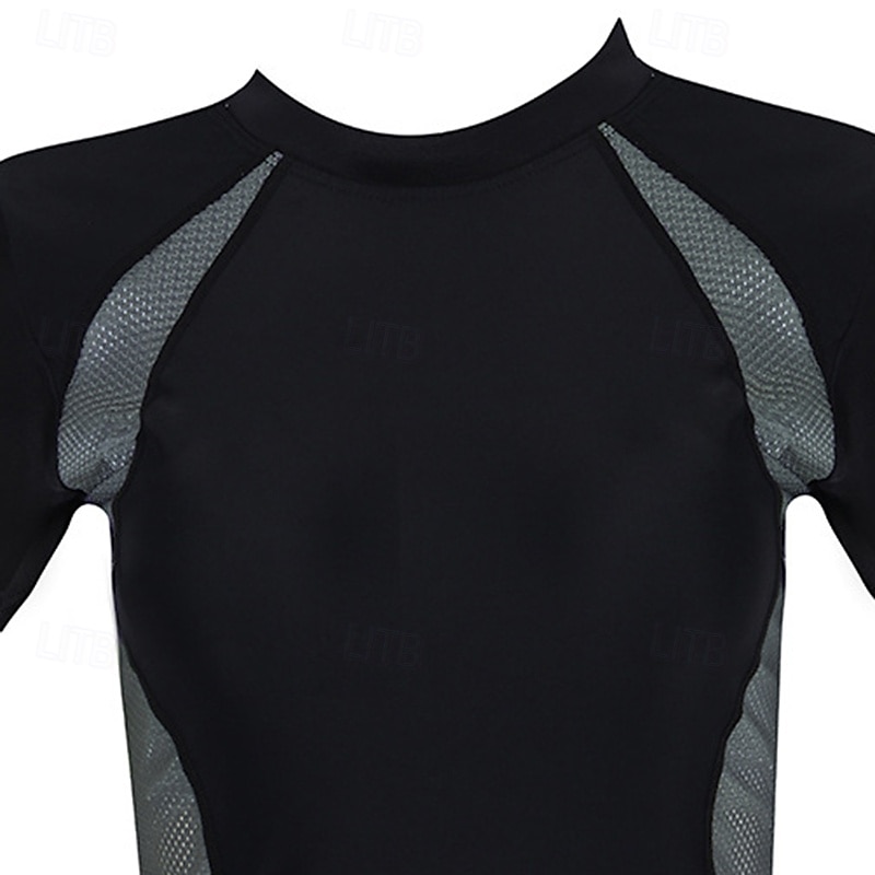 Women's Swimsuit Set Rash Guard UPF50+ Short Sleeve Swimwear Swimming Diving Surfing Snorkeling Patchwork Summer Spring Autumn4