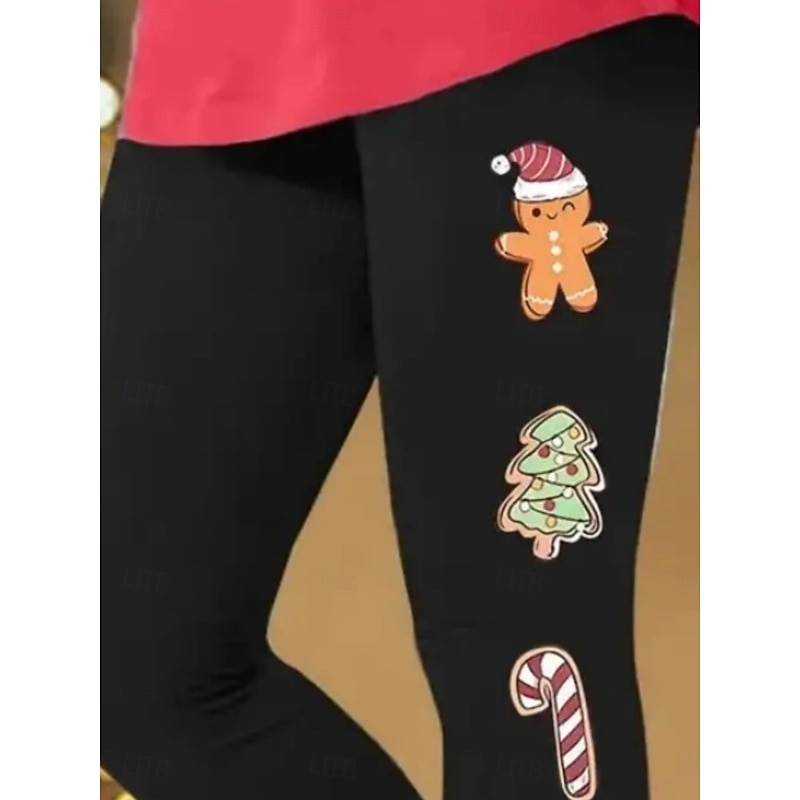 Women's Chinos Leggings Cozy Leggings Vacation Casual Full Length High WaistPantsUgly Christmas Graphic Snowman Printing Thermal Warm Comfortable Stretchy Vacation Street Causal Black Summer Spring2