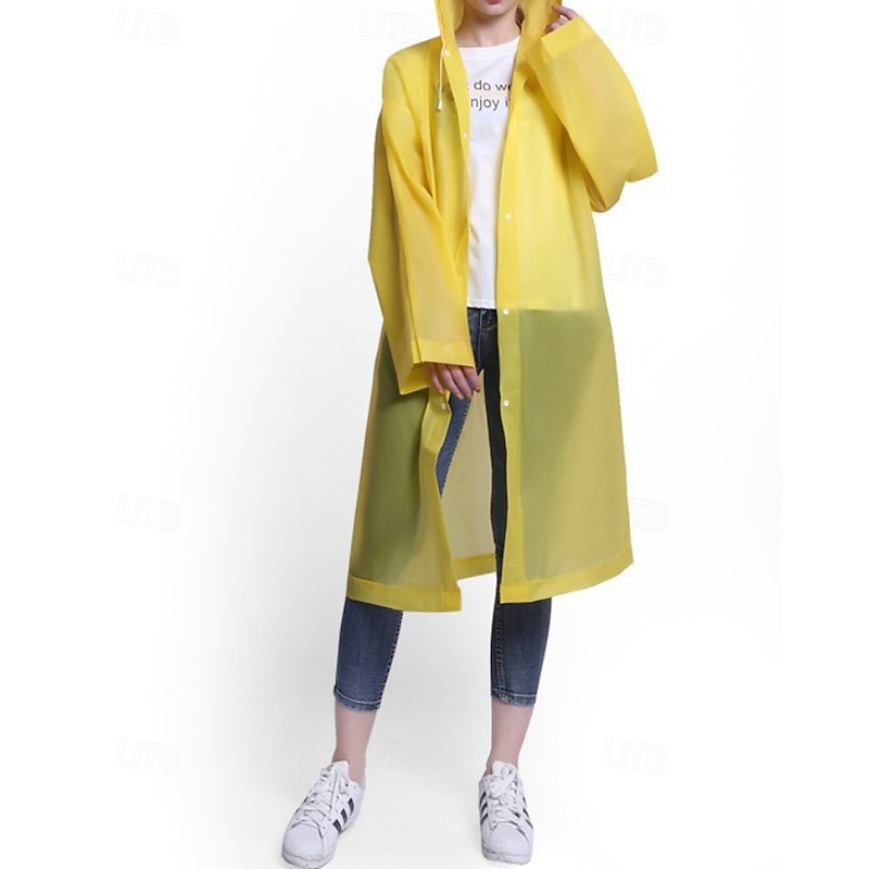 Women's Cloak / Capes Waterproof Windproof Buttons Casual Plain Vacation Street Daily Wear Going out Long Hooded Regular Fit Long Sleeve Outerwear White Yellow Blue Fall Winter4
