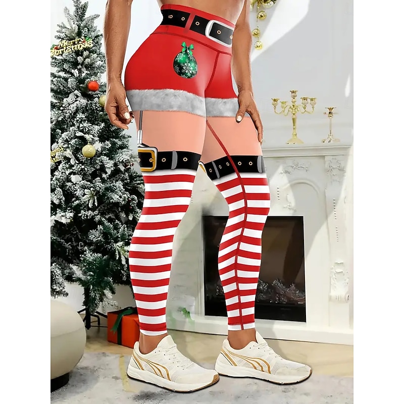 Women's Leggings Vacation Vintage Fashion Full Length High WaistPantsUgly Christmas Graphic Novelty Printing Thermal Warm Soft Breathable Stretchy Formal Outdoor Vacation Black Red Green Spring Fall