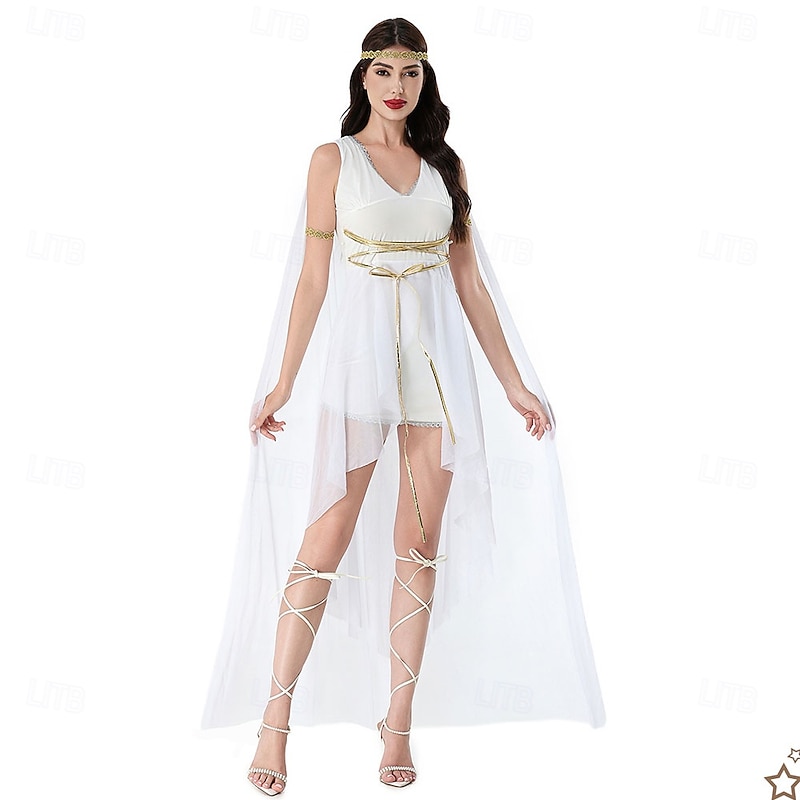 Ancient Egypt egyptian Dress Fancy Costume Cleopatra Goddess Fancy Dress Women's Fantasy Halloween Carnival Performance Adults Dress Headband Waist Belt2