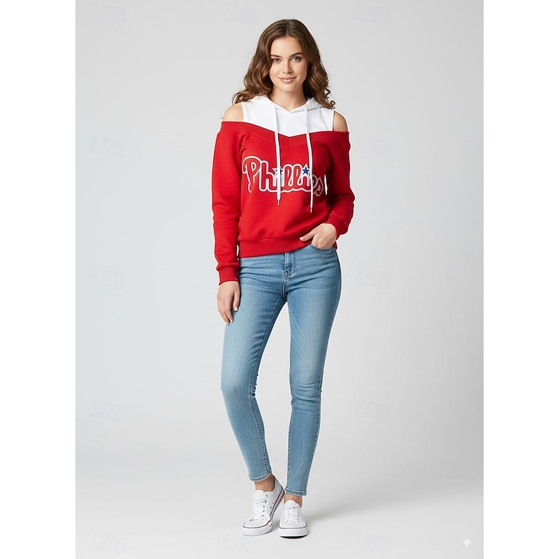 Women's Pullover Hoodie Sweatshirt Letter Fashion Casual Long Sleeve Hooded Regular Tops Street Dailywear Patchwork Print Black White Yellow Red Orange Spring Fall