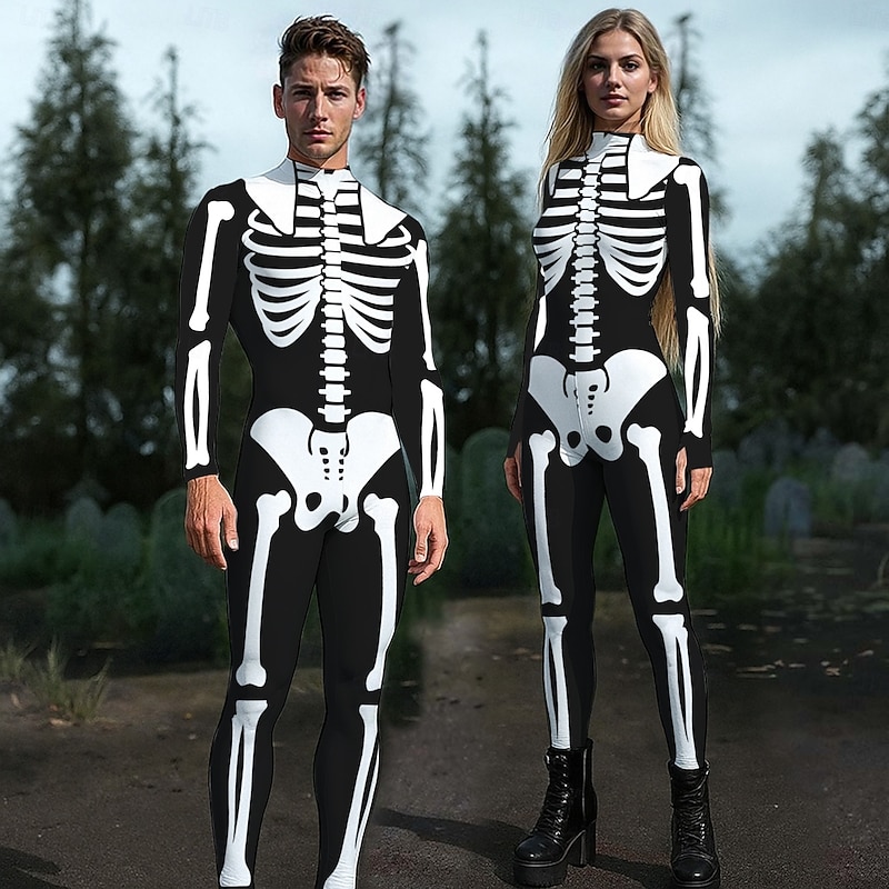 Skull Skeleton Halloween Bodysuits Halloween Group Couples Costumes Full Body Catsuit Sexy Costume Halloween Kid's Adults' Men's Women's Boys' Halloween Carnival Performance Party Easy Halloween - Main Image