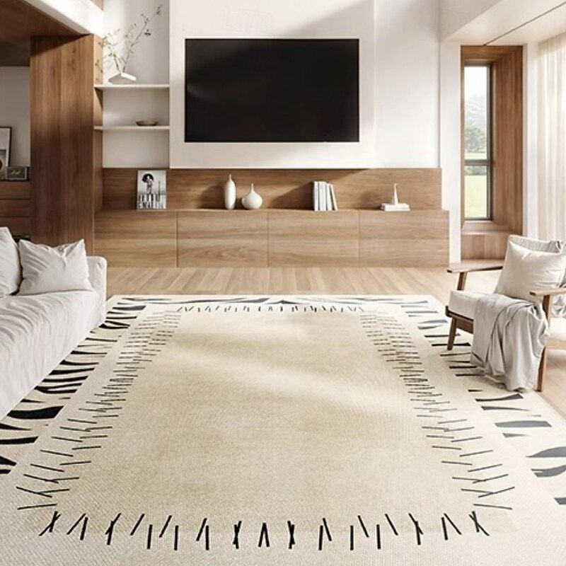 Cream Style Area Rug, Waterproof & Stain Resistant Wash-Free Carpet, Elegant Living Room Bedroom Sofa Floor Mat, Luxury High-End Home Decor4