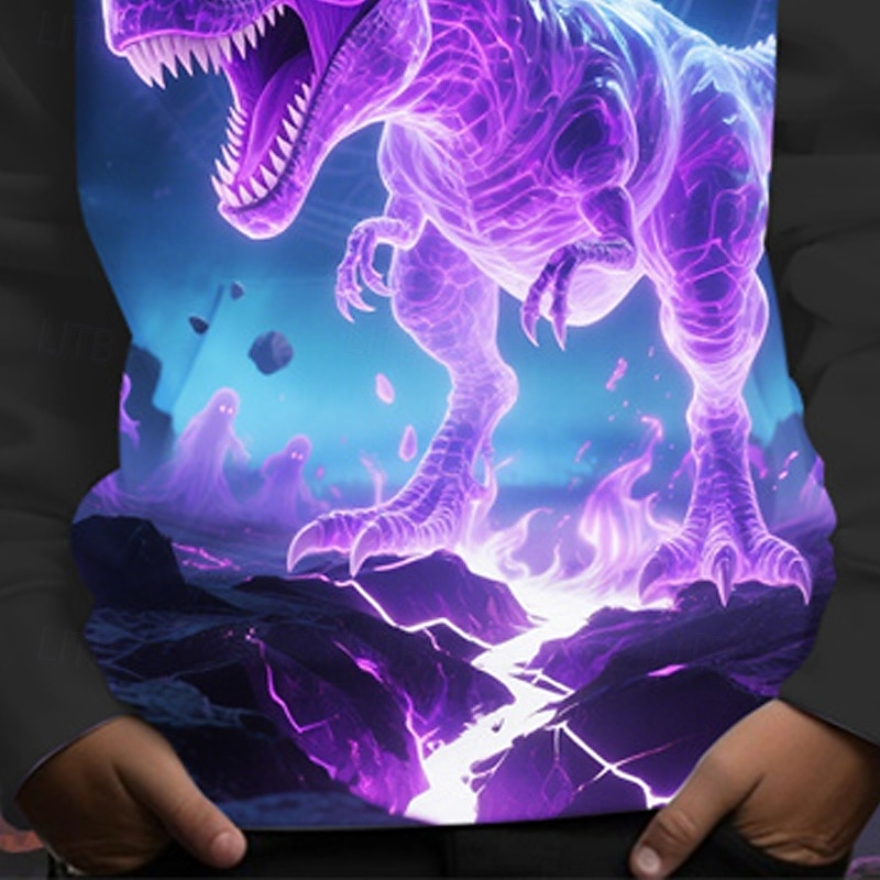 Halloween Boys' 3D Cartoon Dinosaur Hoodie Long Sleeve Spring Fall Fashion Streetwear Kids 4-12 Years Hooded Outdoor Casual Daily Regular Fit3