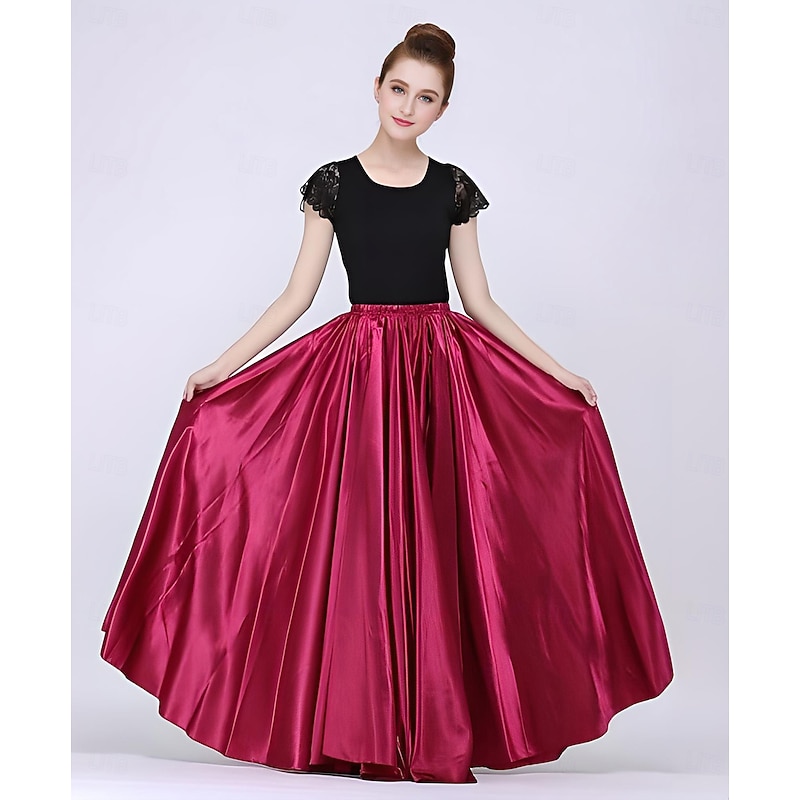 Latin Dance Skirts Gore Women's Performance Natural Matte Satin4