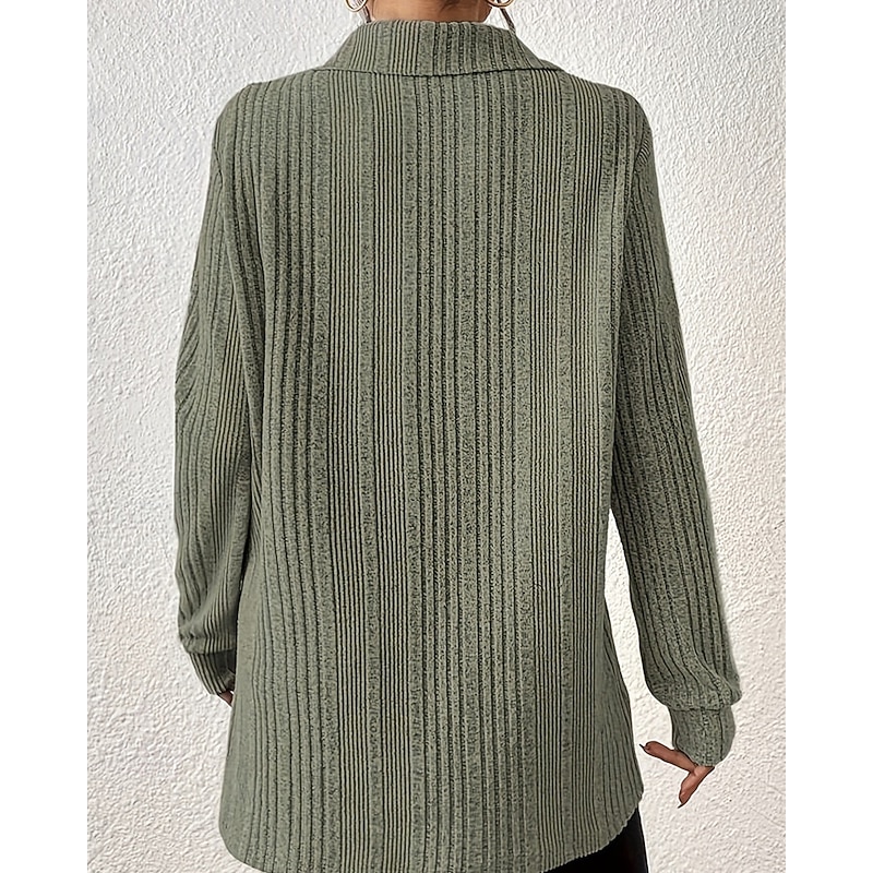 Women's T Shirt Tee Top Plain Fashion Modern Short Sleeve Shirt Collar Regular Tops Daily Going out Army Green Brown Fall Winter2