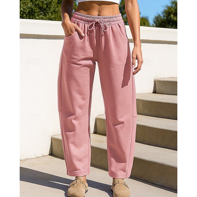 Women's Wide Leg Pants Sport  Sweatpants Trackpants Drawstring High Waist Bottoms Athleisure Gym Workout Fall Outdoor Travel Running Regular Fit Sportswear Activewear Solid Colored Black Pink Green