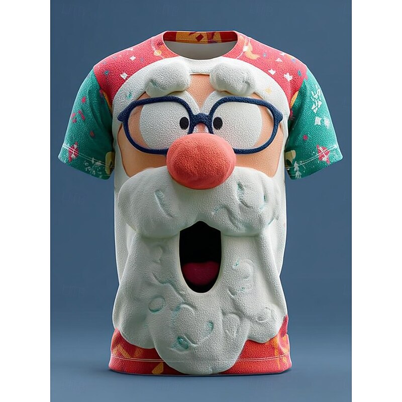 Christmas Women's T Shirt Graphic Santa Claus Vintage Stylish Classic Short Sleeve Crew Neck Round Neck Regular Tops Daily Print Pink Red Green Fall Winter3