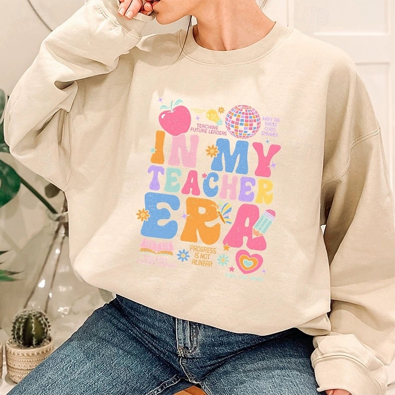 Women's Pullover Sweatshirt Graphic Rainbow Active Fashion Streetwear Long Sleeve Crew Neck Round Neck Regular Tops Street Dailywear Casual Print Light Pink Yellow Pink Red Blue Fall Winter4