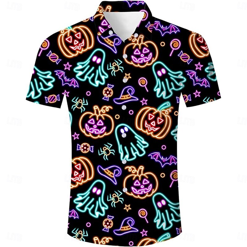 Halloween Skeleton Skull Hawaiian Shirts Aloha Shirt Button Down Shirt Print For Men's Adults' Halloween Carnival Masquerade 3D Print Party Halloween2