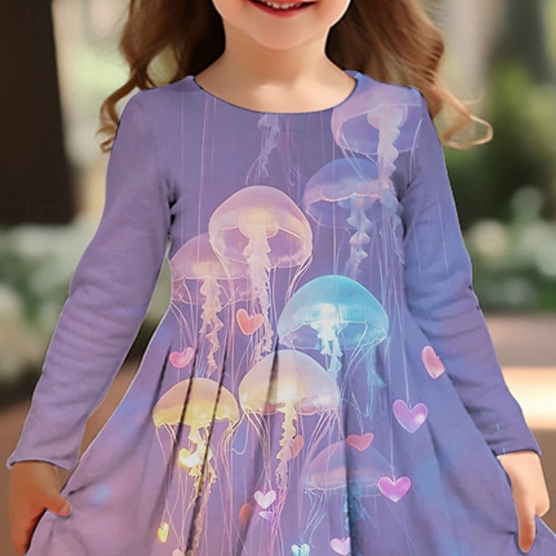 Girls' 3D Animal Dress Long Sleeve Summer Spring Vacation Daily Holiday Princess Beautiful Sweet Kids 4-12 Years Casual Dress A Line Dress Knee-length Regular Fit2