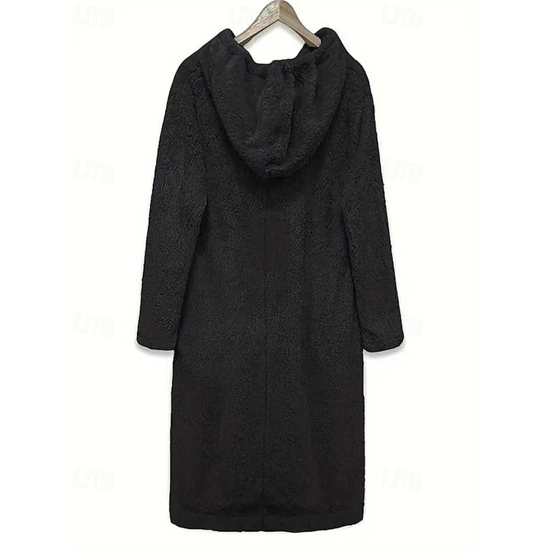 Women's Midi Dress Casual Dress Winter Dress Fashion Modern Daily Weekend Regular Fit Plain Long Sleeve Hooded Black Winter Autumn3