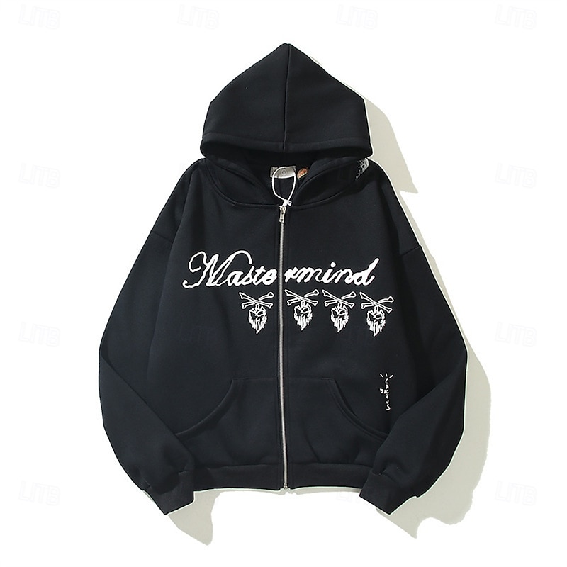 Men's Graphic Hoodie Fashion Daily Hooded Vacation Party Streetwear Black Pink Zip Up Pocket Printing Spring Fall Designer3