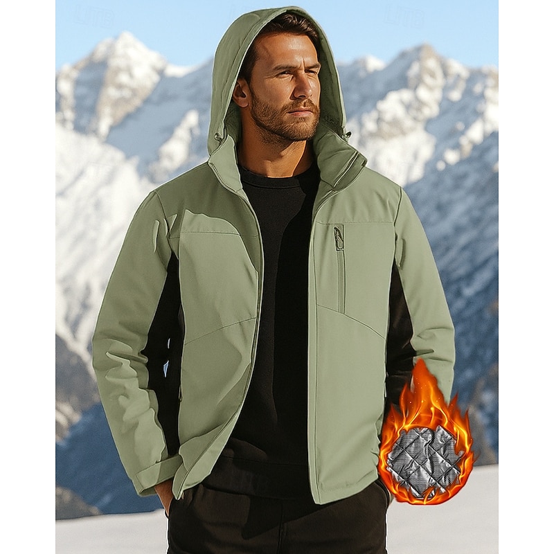 Men's Outdoor Jacket Hiking Jacket Thermal Jacket Outdoor Waterproof Windproof Warm Hiking Outfits Hiking Clothes Winter Autumn / Fall Jacket Hunting Climbing Camping / Hiking / Caving Solid Color4