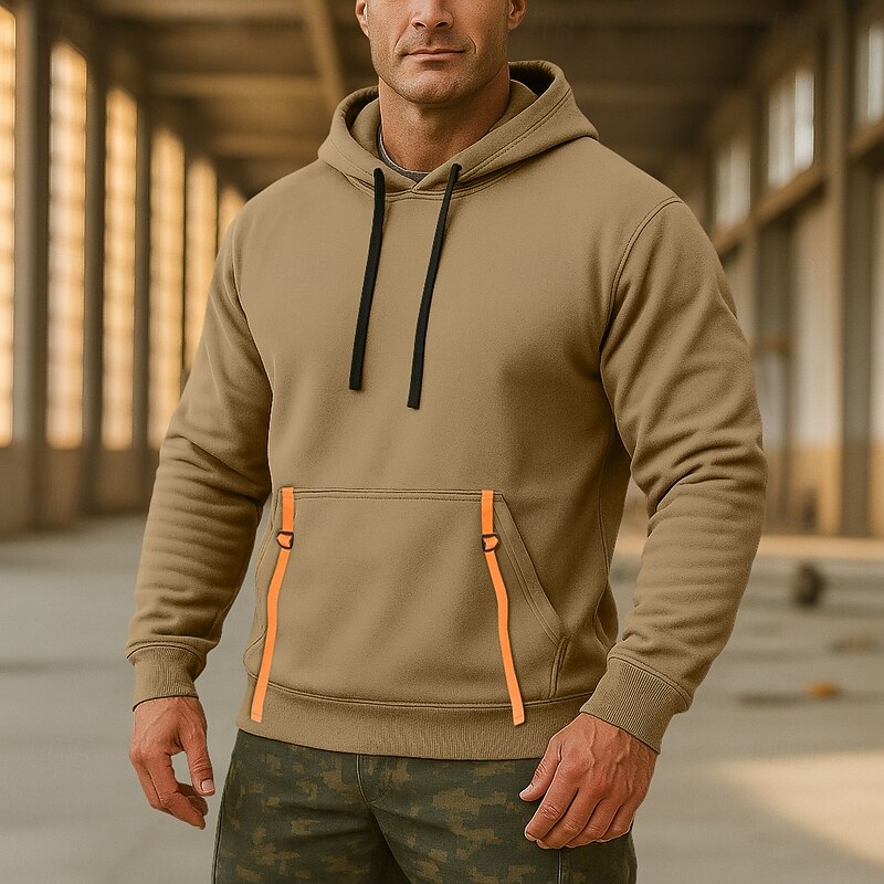 Men's Hoodie Fleece Hoodie Tactical Hoodie Black Navy Blue Camel Khaki Light Grey Hooded Plain Pocket Sports & Outdoor Casual Daily Streetwear Cool Sportswear Spring &  Fall Clothing Apparel Hoodies