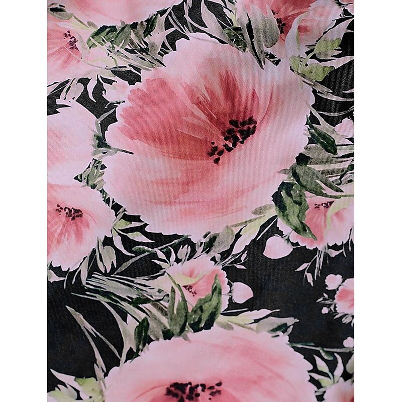 A-Line Mother of the Bride Dress Floral Print Shirt Dress Elegant Bow Pleats Floor Length Shirt Collar Satin 3/4 Length Sleeve with Buttons Spring Summer2