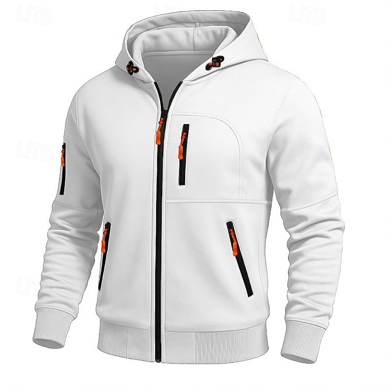 Men's Hoodie Full Zip Hoodie Fleece Hoodie Tactical Hoodie Black White Army Green Burgundy Navy Blue Hooded Plain Zipper Sports & Outdoor Casual Daily Streetwear Cool Sportswear Fall Spring &  Fall2