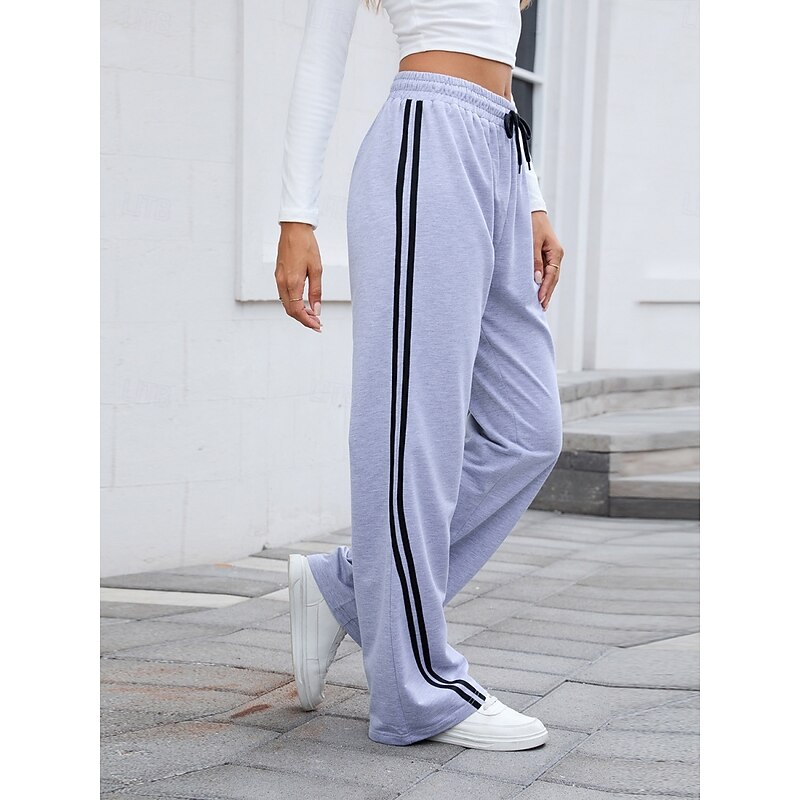 Women's Sweatpants Wide Leg Chinos Fashion Streetwear Casual Full Length High Waist Plain Elastic Waistband Comfy Soft Comfortable Micro-elastic Outdoor Street Athleisure Navy-blue Black White Gray3