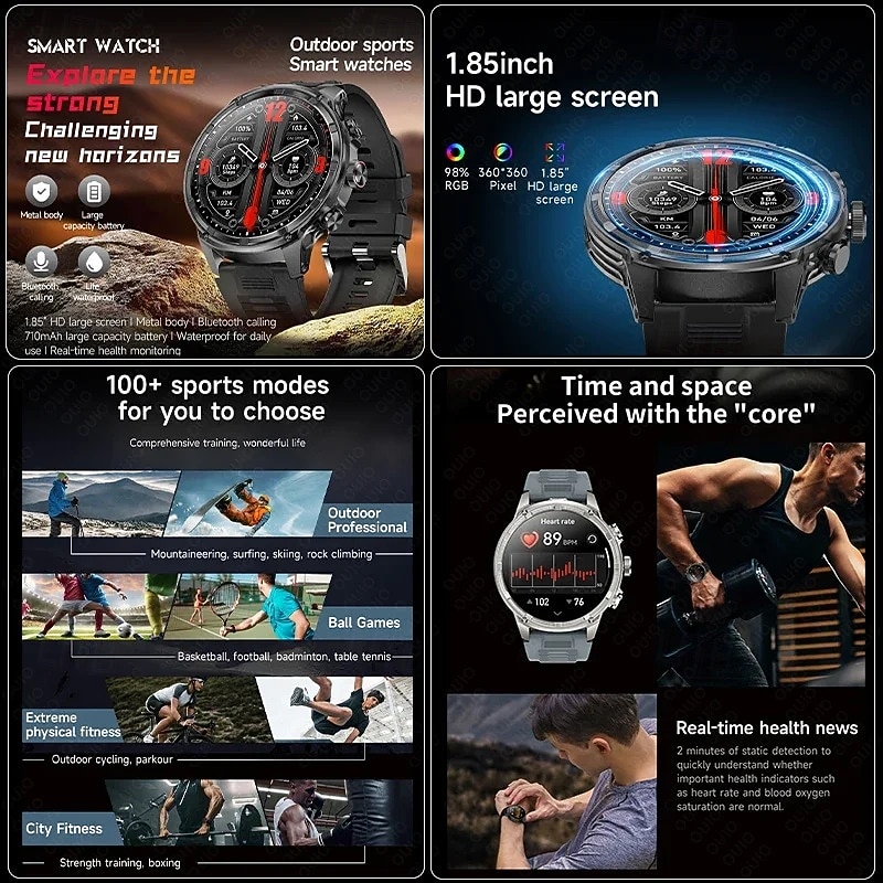 V99 Smart Watch Men 710 mAh Large Battery 1.85 Inch GPS Positioning Waterproof Bluetooth Call 100 Sports Smart Watch2