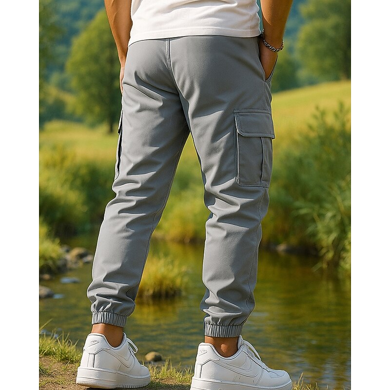 Men's Cargo Pants Hiking Pants Trousers Softshell Pants Outdoor Regular Fit Breathable Bottoms Pocket Elastic Waist Black Army Green Camping / Hiking Running S M L XL XXL2