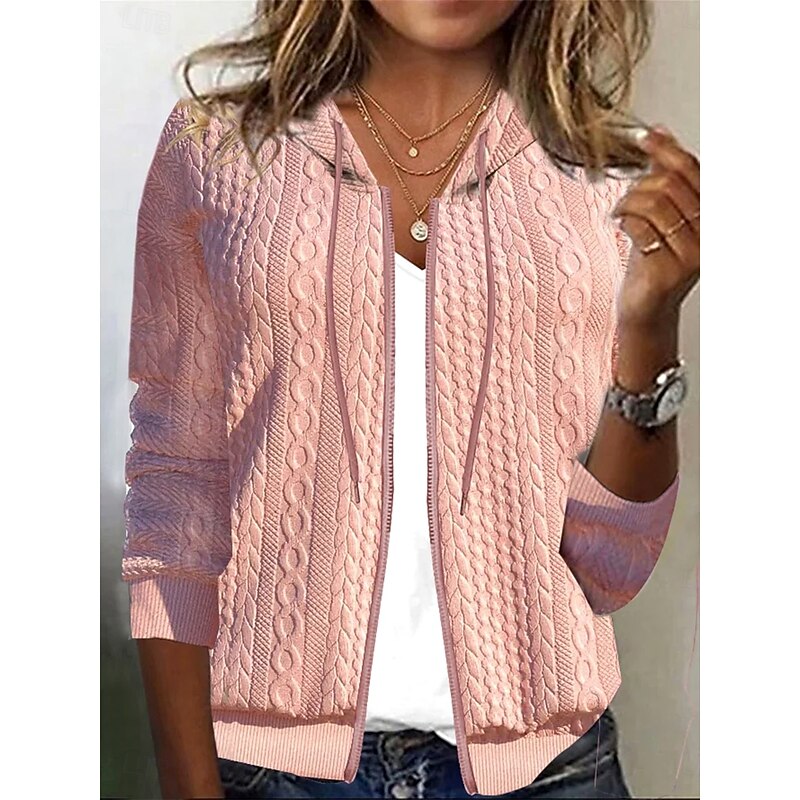 Women's Zip Up Hoodies Plain Vintage Classic Casual Long Sleeve Hooded Regular Tops Casual Drawstring Zipper Light Pink White Brown Light Blue Spring Fall Winter4