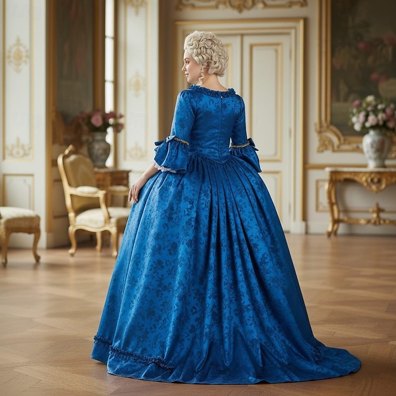 Rococo Renaissance Colonial Period Fancy Costume Ball Gown Prom Dress Plus Size Queen Princess Jacquard Fancy Dress Women's Royal Halloween Carnival Performance Masquerade Ren Faire Adults' Dress2