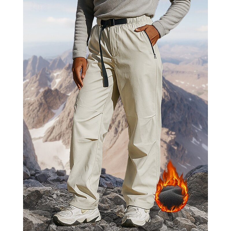 Men's Cargo Pants Hiking Pants Trousers Hiking Trousers Fleece Pants Winter Outdoor Regular Fit Thermal Warm Fleece Lining Waterproof Windproof Pants / Trousers Elastic Waist Dark Grey Black Camping