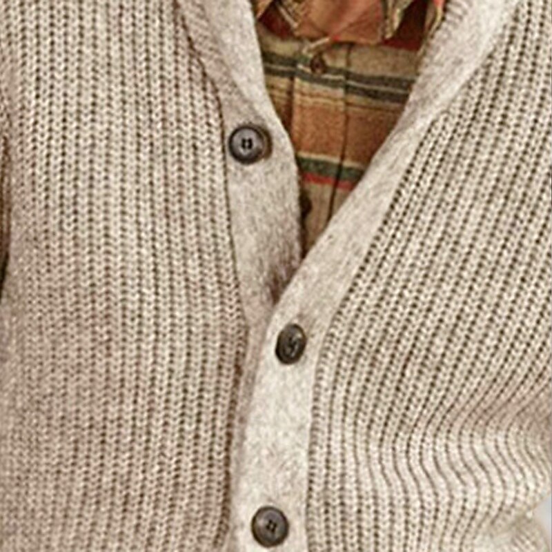Men's Sweater Cardigan Sweater Ribbed Knit Regular Tops Knitted Plain Shawl Collar Vacation Fashion Casual Daily Wear Clothing Apparel Fall Spring &  Fall Beige M L XL2
