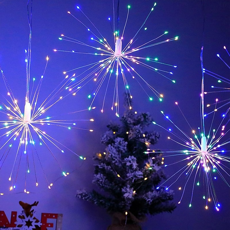 LED Starburst Twinkle Lights DIY Outdoor Waterproof Fairy String Lights 8 Modes with Remote Control for Wedding Party Christmas Bedroom Decor 4Packs 2Packs 1Pack2